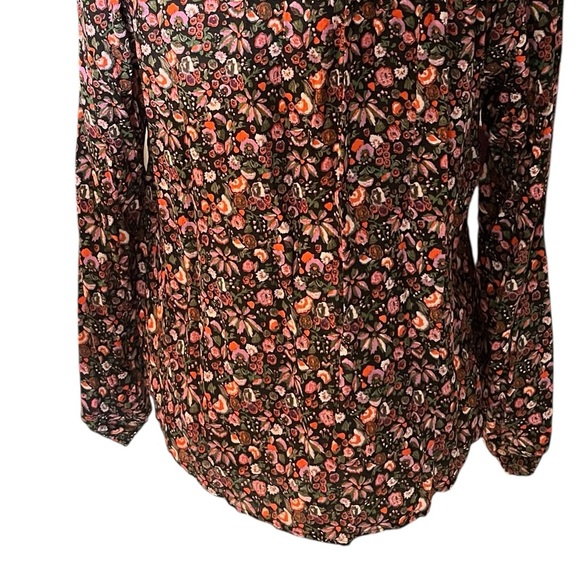 Maeve Front Pleated Multi-Color Floral Long Sleeve Blouse Top | Size XS - Picture 8 of 14